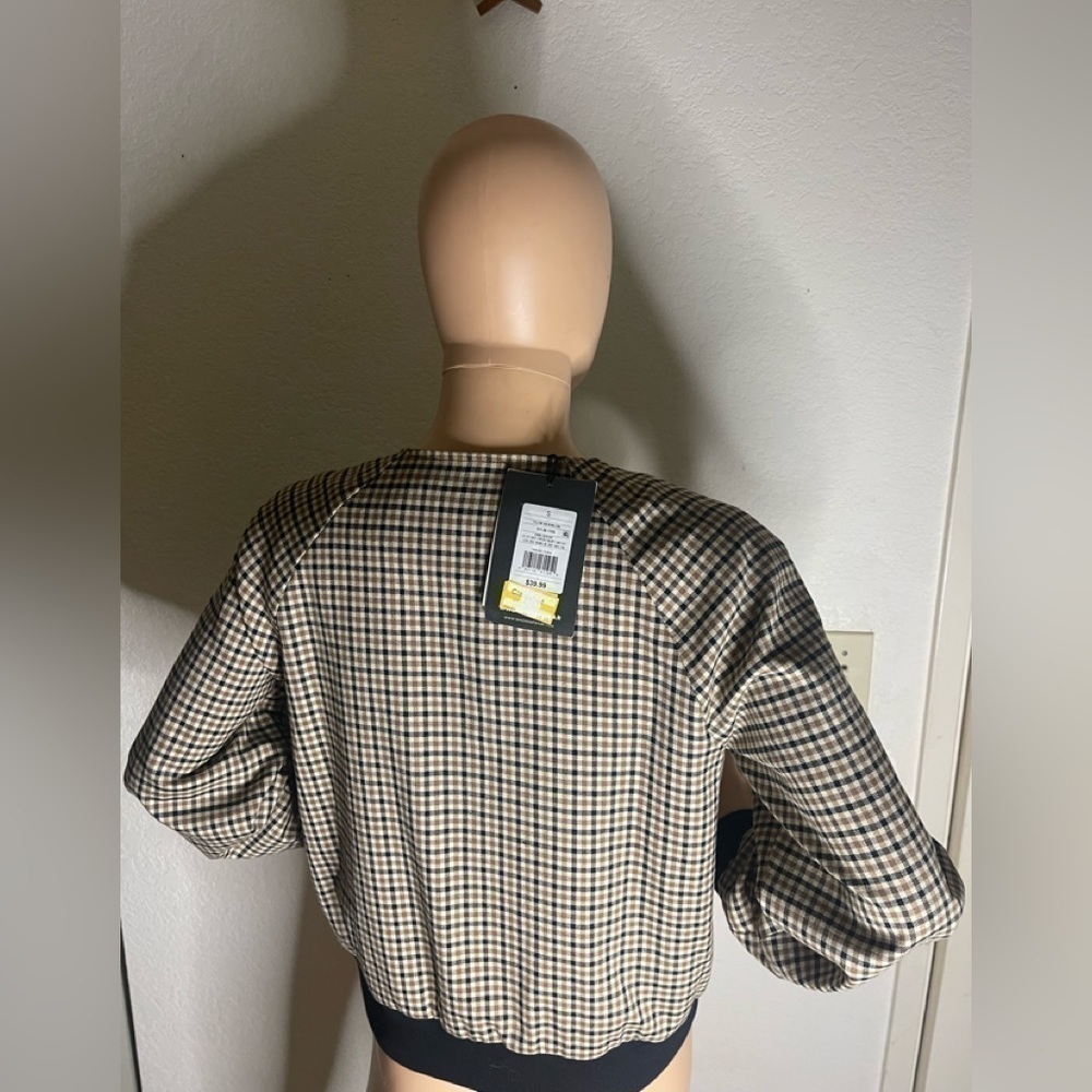 🧡 Who What Wear Plaid Bomber Jacket NWT Small Zip Front - Picture 5 of 6